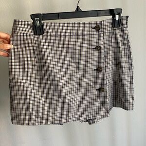 Sunday Best Checkered Mini Skort with Button Detail